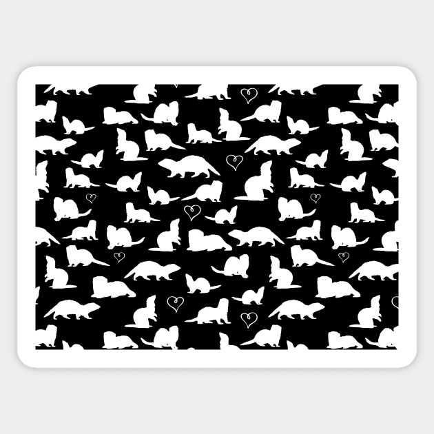 Black and White Ferrets Pattern Sticker by CeeGunn